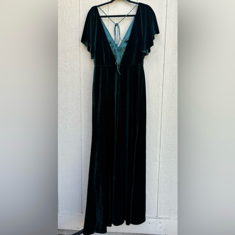 Jenny Yoo Backless Velvet Gown in Deep Green - Picture 5 of 8